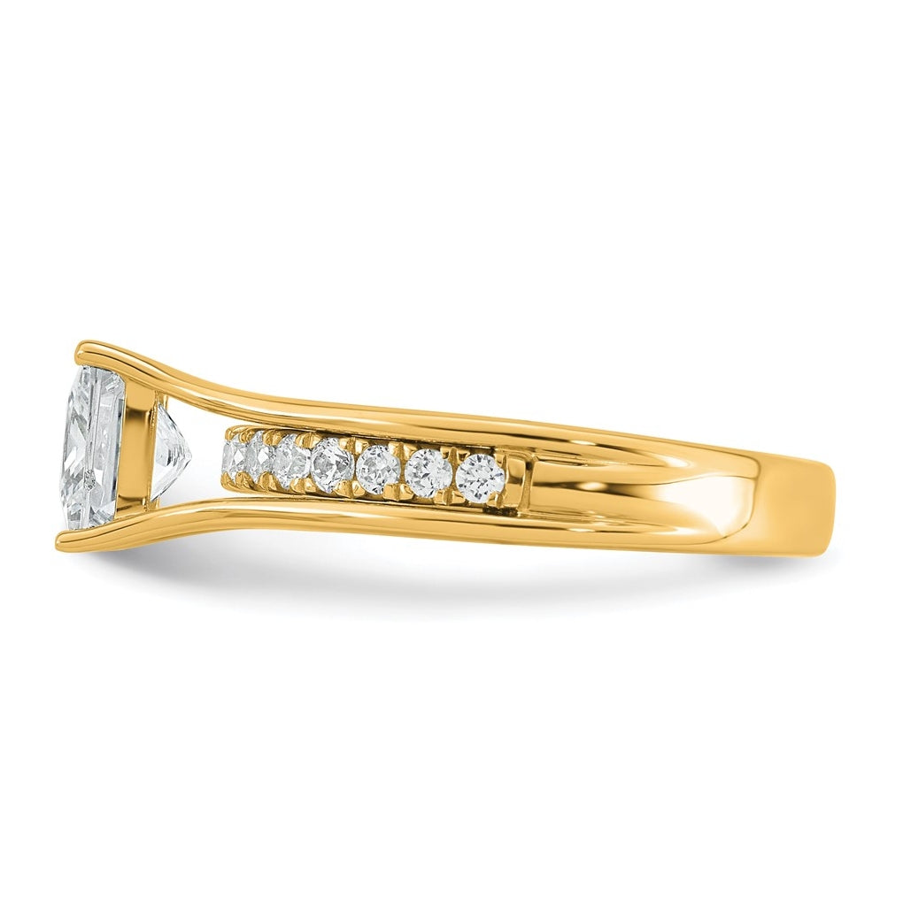 14k Yellow Gold 1 7/8 carat Certified Lab Grown Diamond VS+ F+ Princess Complete Engagement Ring