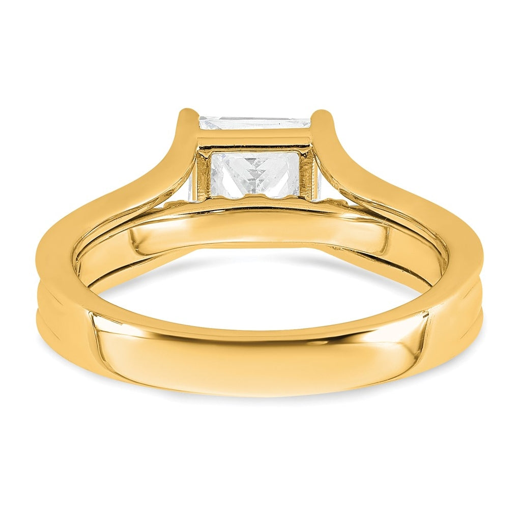 14k Yellow Gold 1 7/8 carat Certified Lab Grown Diamond VS+ F+ Princess Complete Engagement Ring