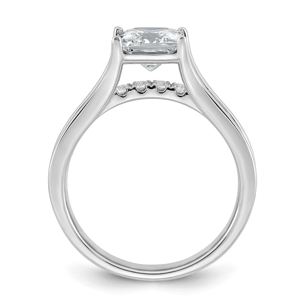 14k White Gold 1 7/8 carat Certified Lab Grown Diamond VS+ F+ Princess Complete Engagement Ring