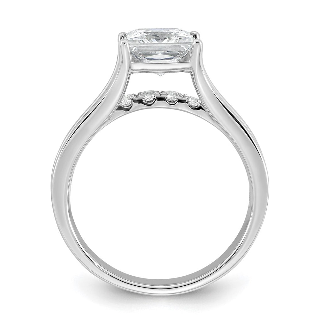 14k White Gold 2 1/2 carat Lab Grown Diamond VS+ F+ Princess Complete Engagement Ring