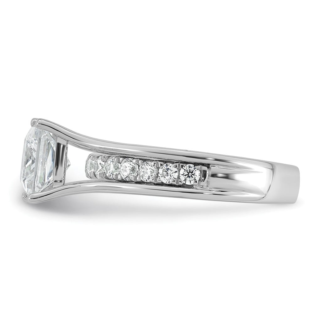 14k White Gold 2 1/2 carat Lab Grown Diamond VS+ F+ Princess Complete Engagement Ring