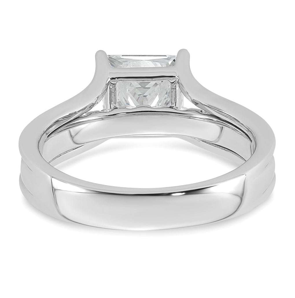 14k White Gold 2 1/2 carat Lab Grown Diamond VS+ F+ Princess Complete Engagement Ring