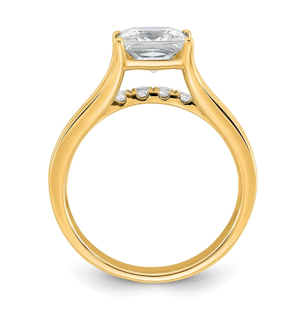 14k Yellow Gold 2 1/2 carat Lab Grown Diamond VS+ F+ Princess Complete Engagement Ring