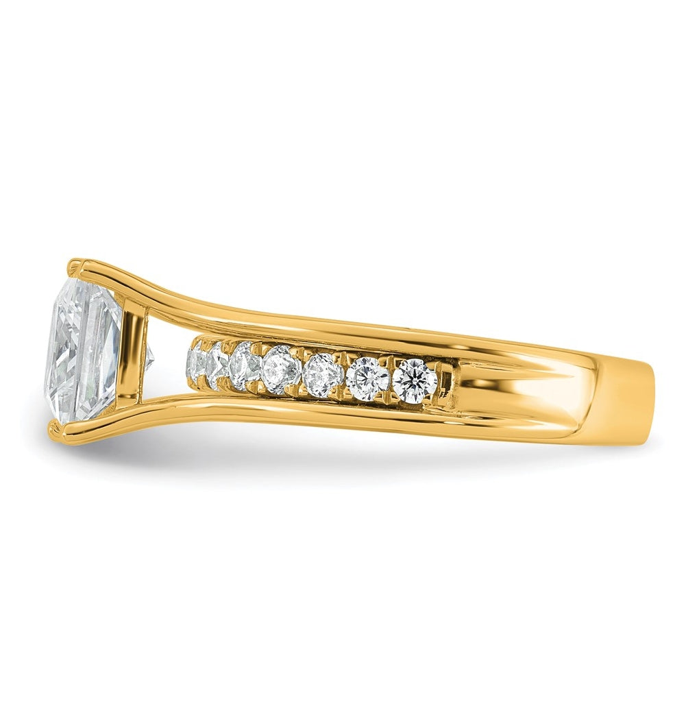 14k Yellow Gold 2 1/2 carat Certified Lab Grown Diamond VS+ F+ Princess Complete Engagement Ring