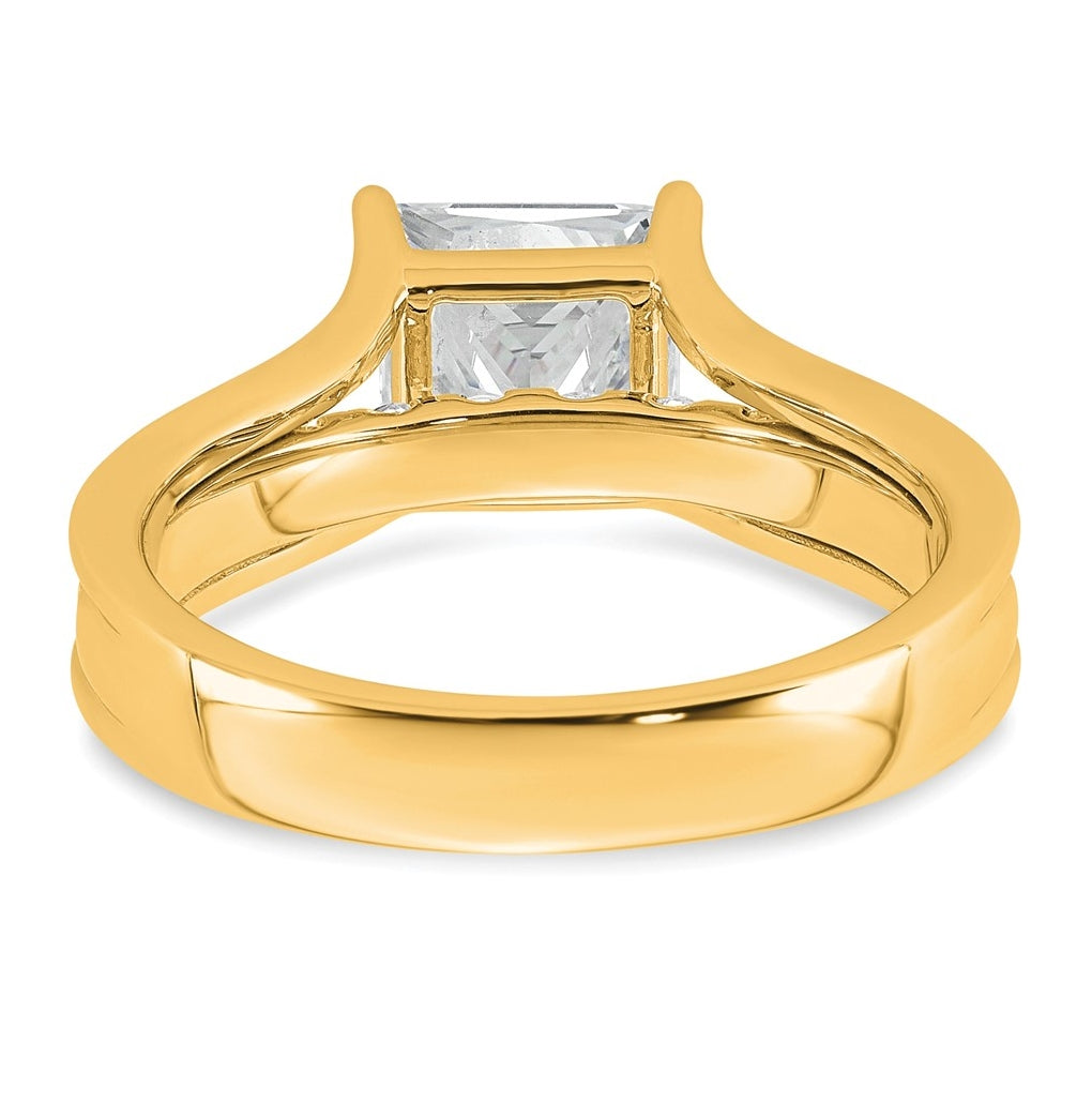 14k Yellow Gold 2 1/2 carat Certified Lab Grown Diamond VS+ F+ Princess Complete Engagement Ring