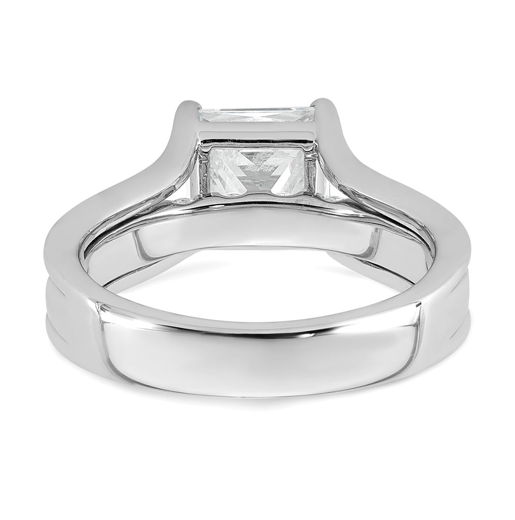 14k White Gold 3 1/6 carat Lab Grown Diamond VS+ F+ Princess Complete Engagement Ring