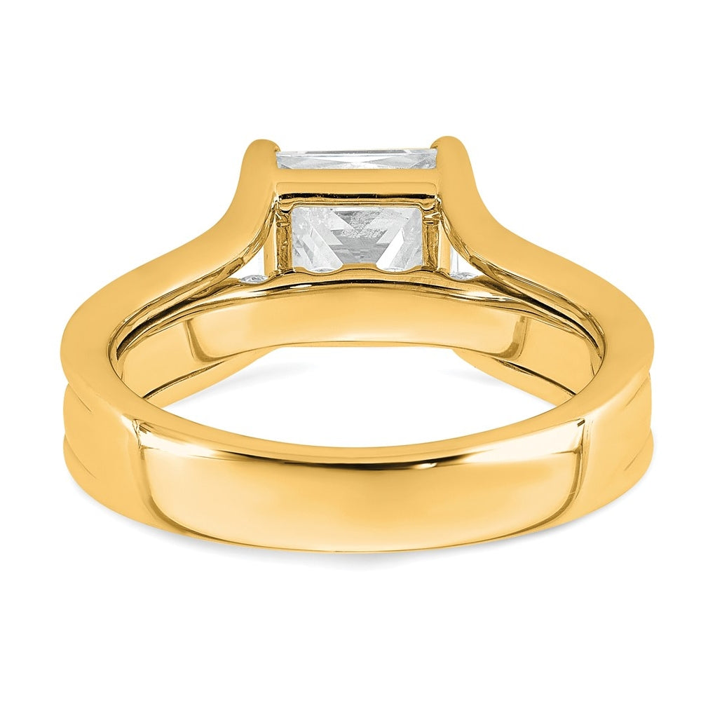 14k Yellow Gold 3 1/6 carat Lab Grown Diamond VS+ F+ Princess Complete Engagement Ring