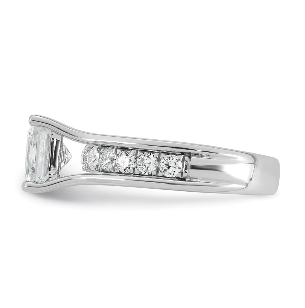 14k White Gold 3 1/6 carat Certified Lab Grown Diamond VS+ F+ Princess Complete Engagement Ring