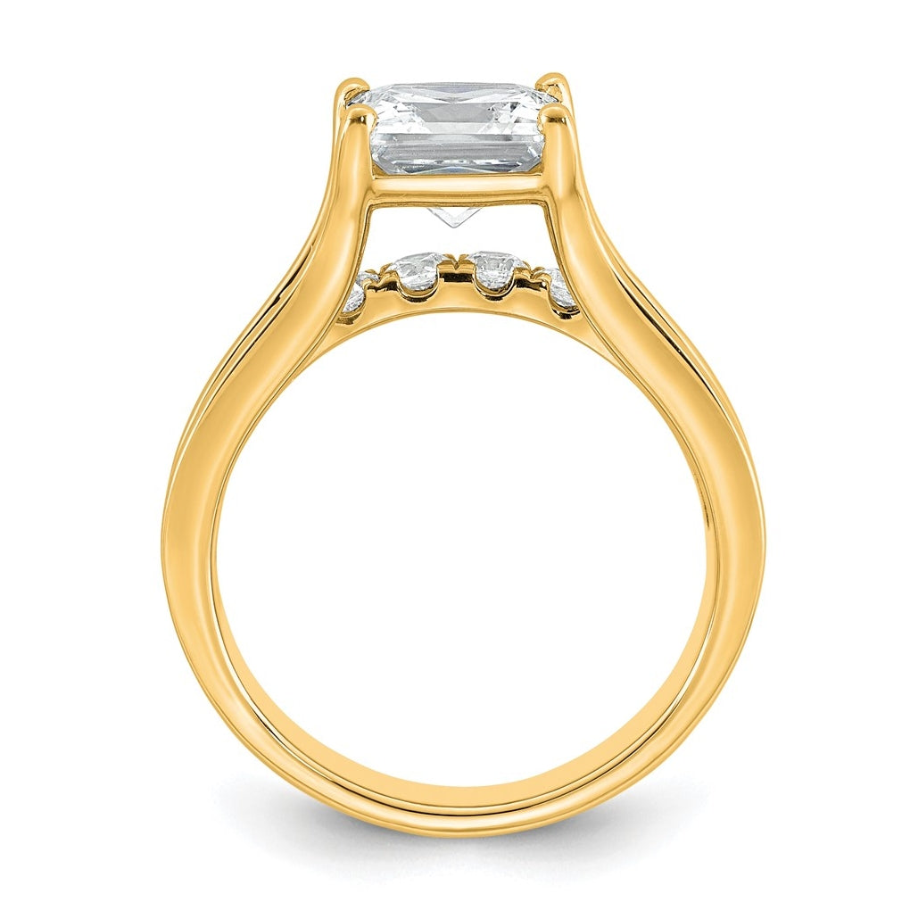 14k Yellow Gold 3 1/6 carat Certified Lab Grown Diamond VS+ F+ Princess Complete Engagement Ring