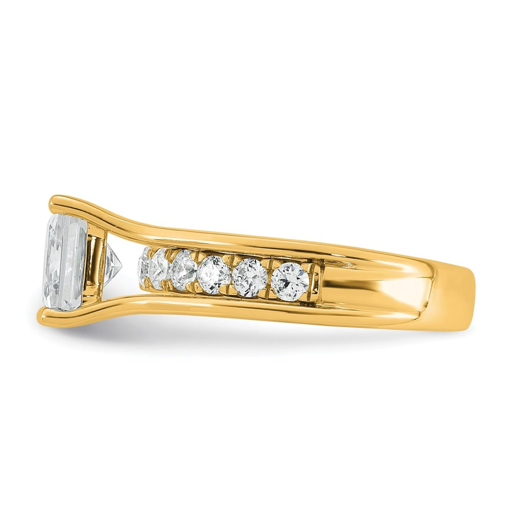 14k Yellow Gold 3 1/6 carat Certified Lab Grown Diamond VS+ F+ Princess Complete Engagement Ring