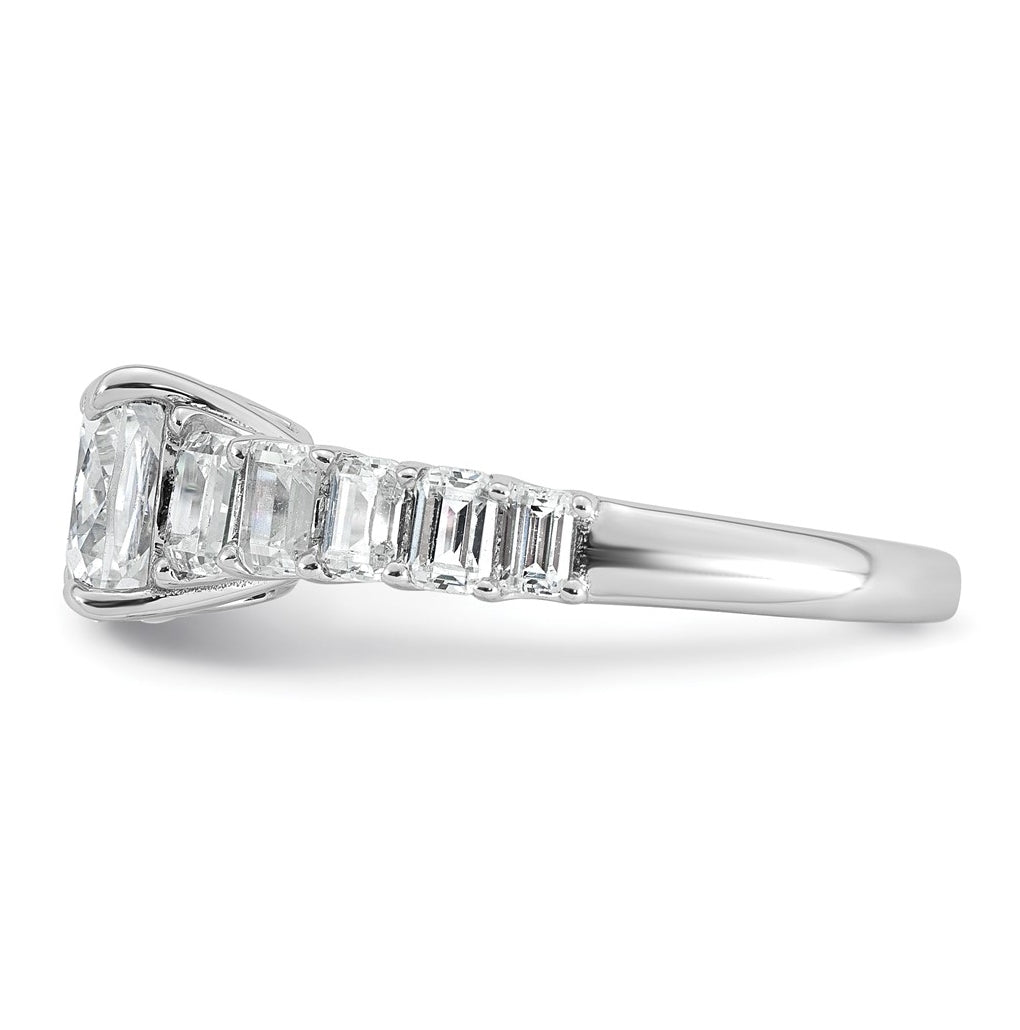 14k White Gold 3 3/8 carat Lab Grown Diamond VS+ F+ Cushion Complete Engagement Ring