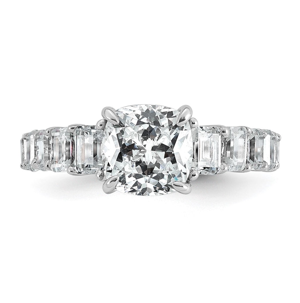 14k White Gold 3 3/8 carat Lab Grown Diamond VS+ F+ Cushion Complete Engagement Ring