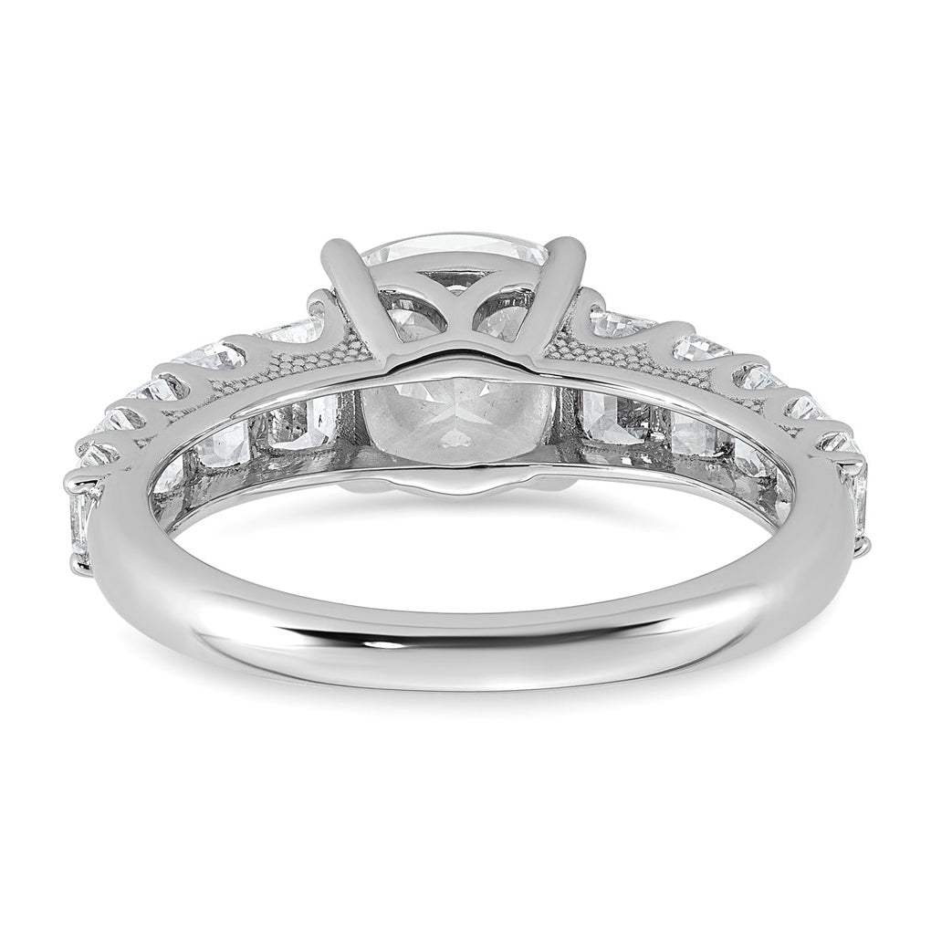 14k White Gold 3 3/8 carat Lab Grown Diamond VS+ F+ Cushion Complete Engagement Ring
