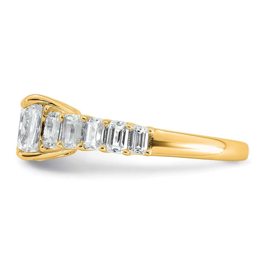 14k Yellow Gold 3 3/8 carat Lab Grown Diamond VS+ F+ Cushion Complete Engagement Ring