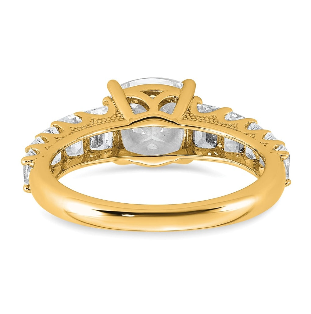 14k Yellow Gold 3 3/8 carat Lab Grown Diamond VS+ F+ Cushion Complete Engagement Ring