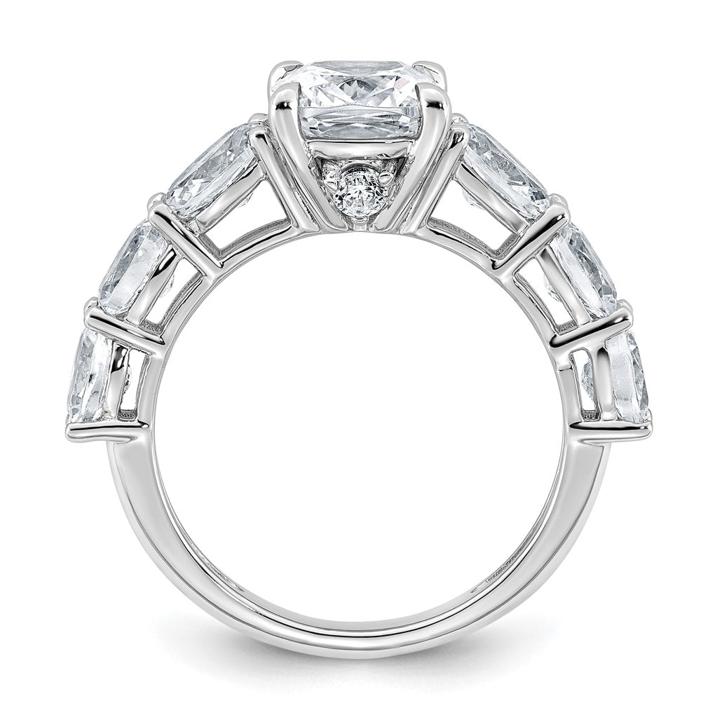 14k White Gold 3 3/4 carat Certified Lab Grown Diamond VS+ F+ Cushion Complete Engagement Ring