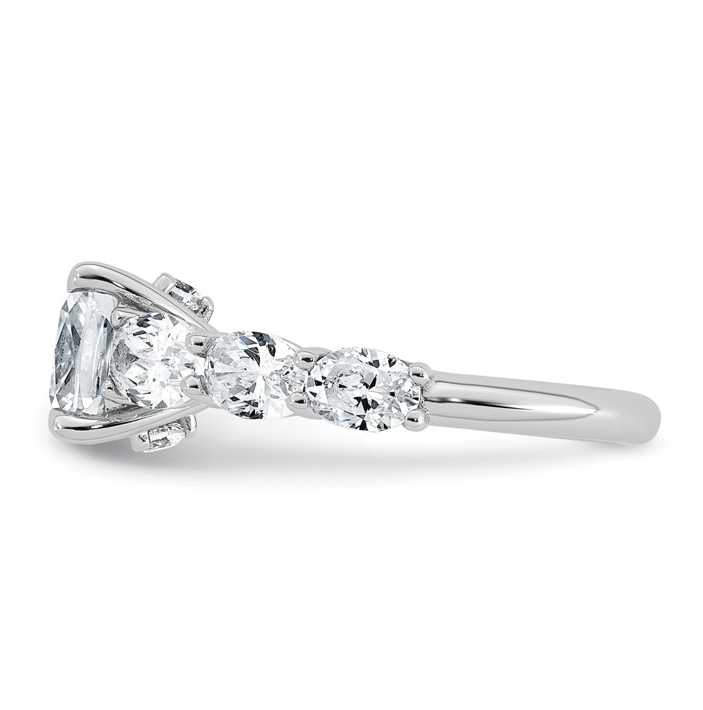14k White Gold 3 3/4 carat Certified Lab Grown Diamond VS+ F+ Cushion Complete Engagement Ring
