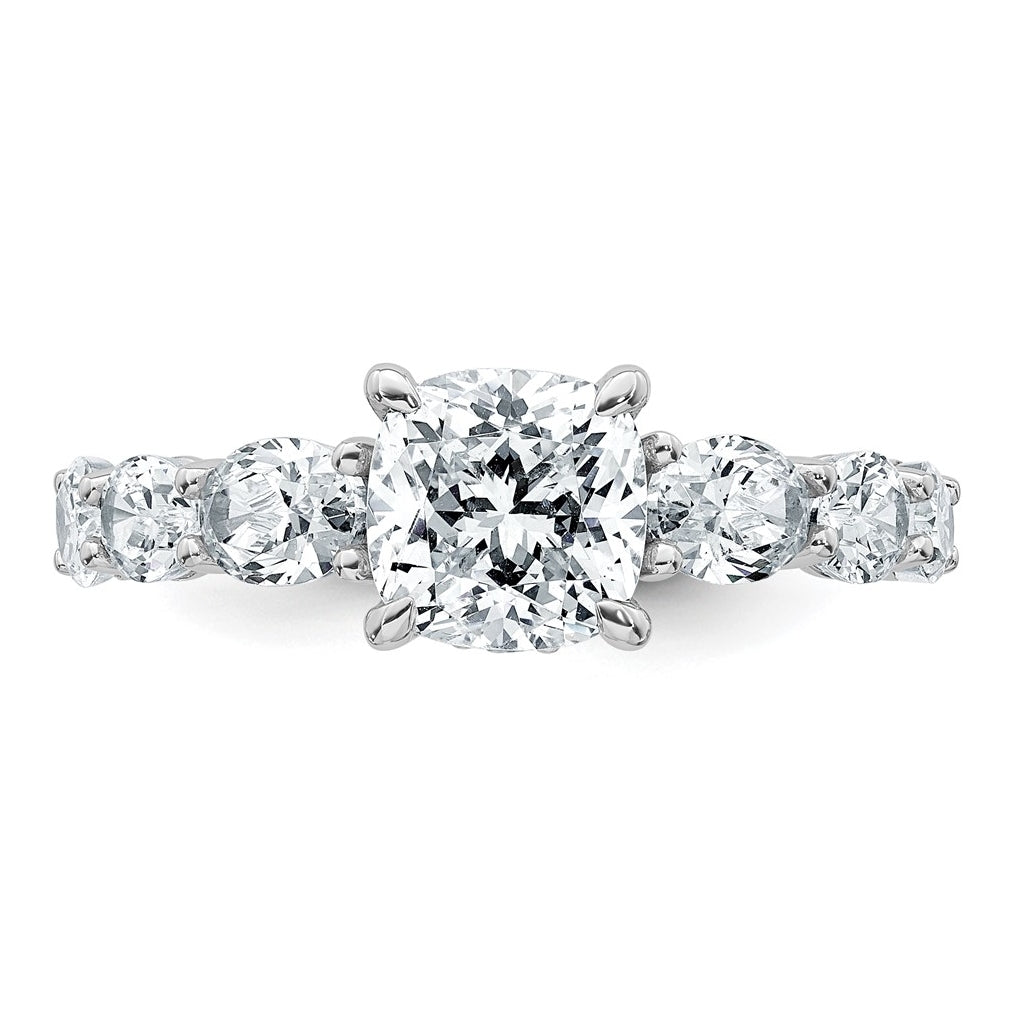 14k White Gold 3 3/4 carat Certified Lab Grown Diamond VS+ F+ Cushion Complete Engagement Ring