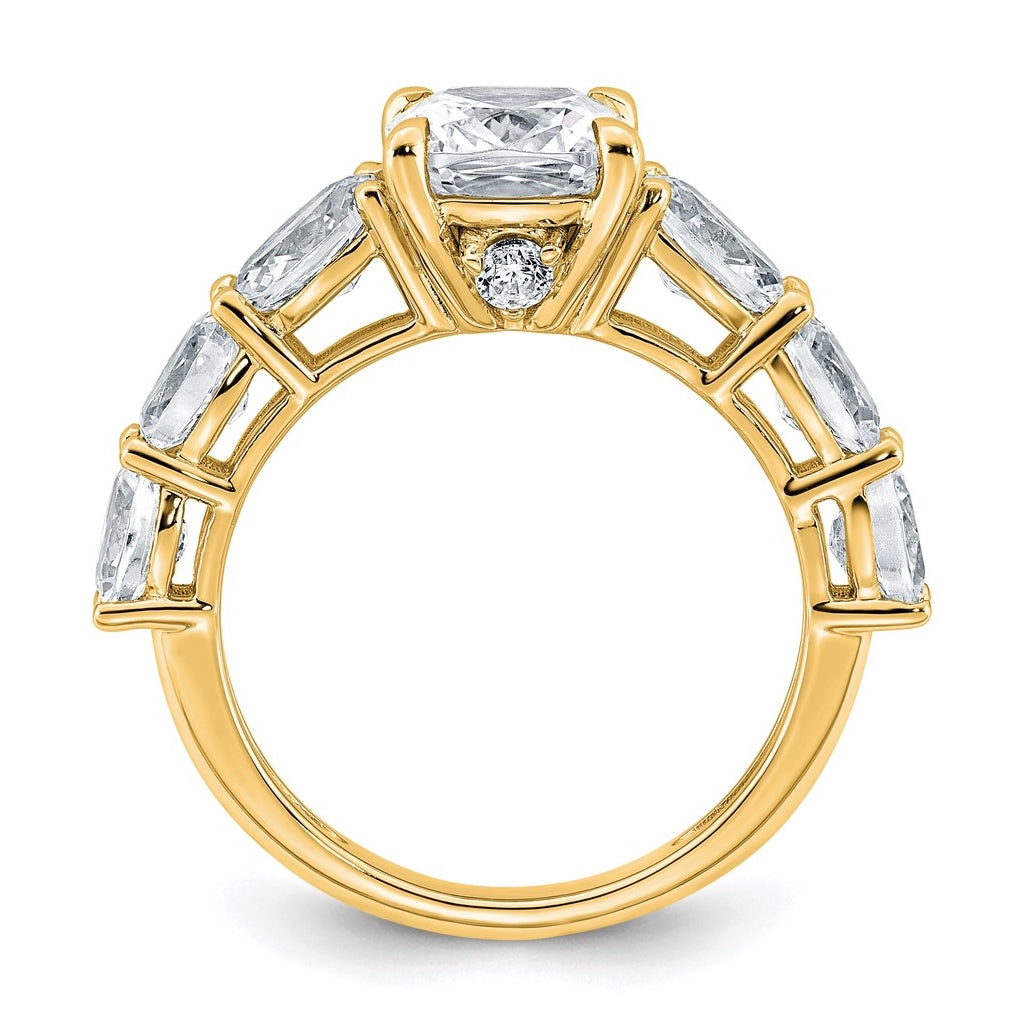 14k Yellow Gold 3 3/4 carat Certified Lab Grown Diamond VS+ F+ Cushion Complete Engagement Ring