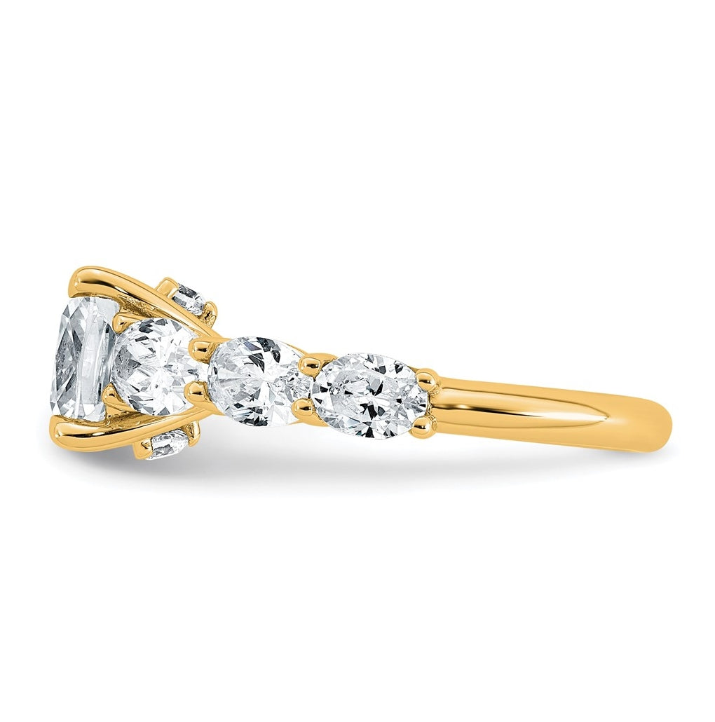 14k Yellow Gold 3 3/4 carat Lab Grown Diamond VS+ F+ Cushion Complete Engagement Ring
