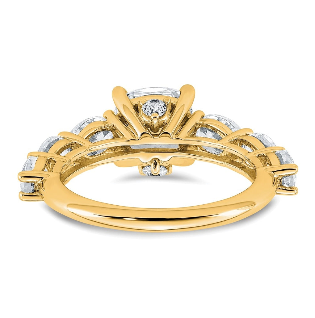 14k Yellow Gold 3 3/4 carat Lab Grown Diamond VS+ F+ Cushion Complete Engagement Ring