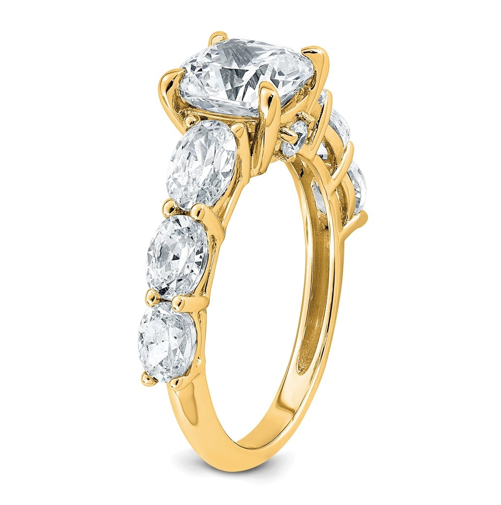 14k Yellow Gold 3 3/4 carat Certified Lab Grown Diamond VS+ F+ Cushion Complete Engagement Ring