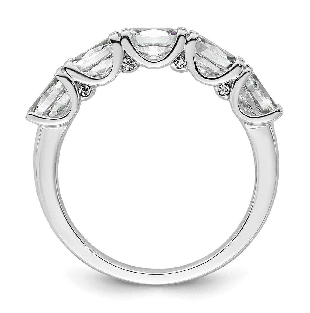 14k White Gold 1 1/2 carat Lab Grown Diamond VS+ F+ Complete Five Stone Band