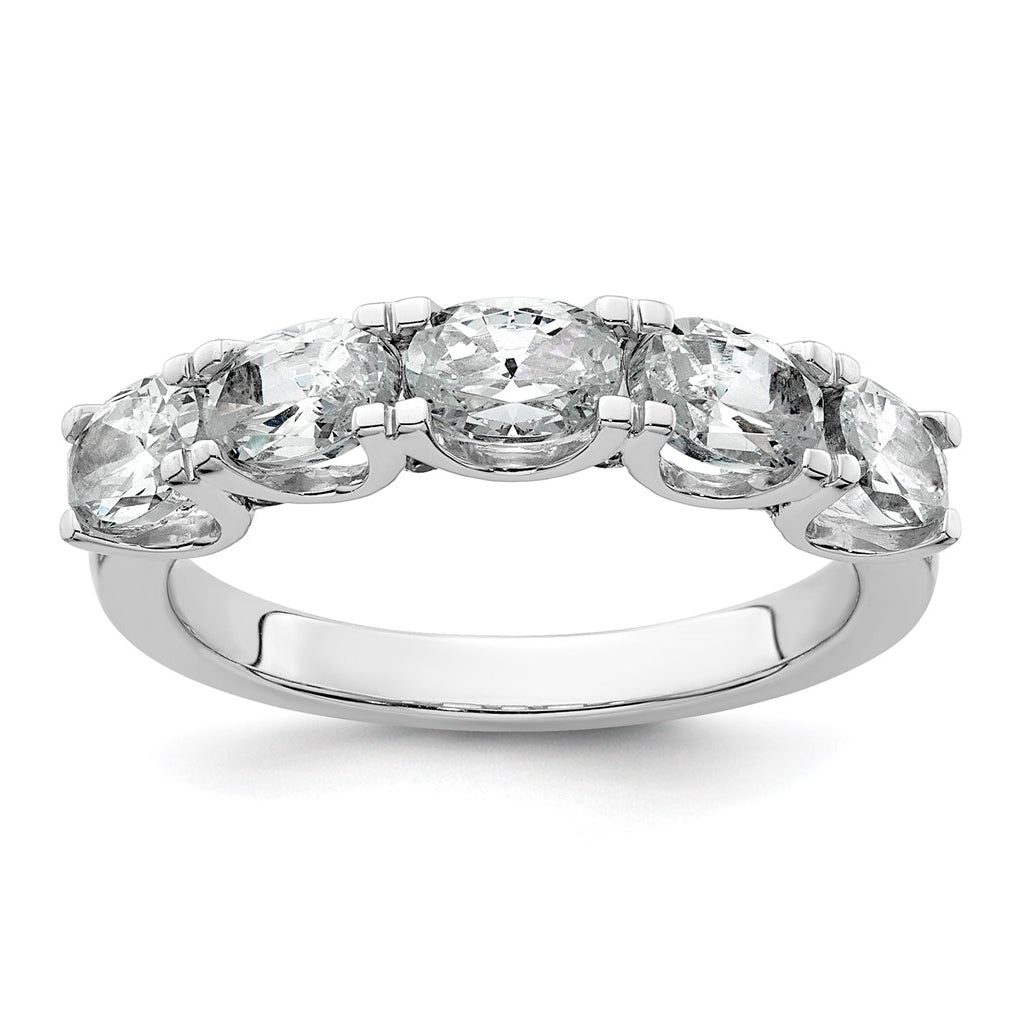 14k White Gold 1 1/2 carat Lab Grown Diamond VS+ F+ Complete Five Stone Band