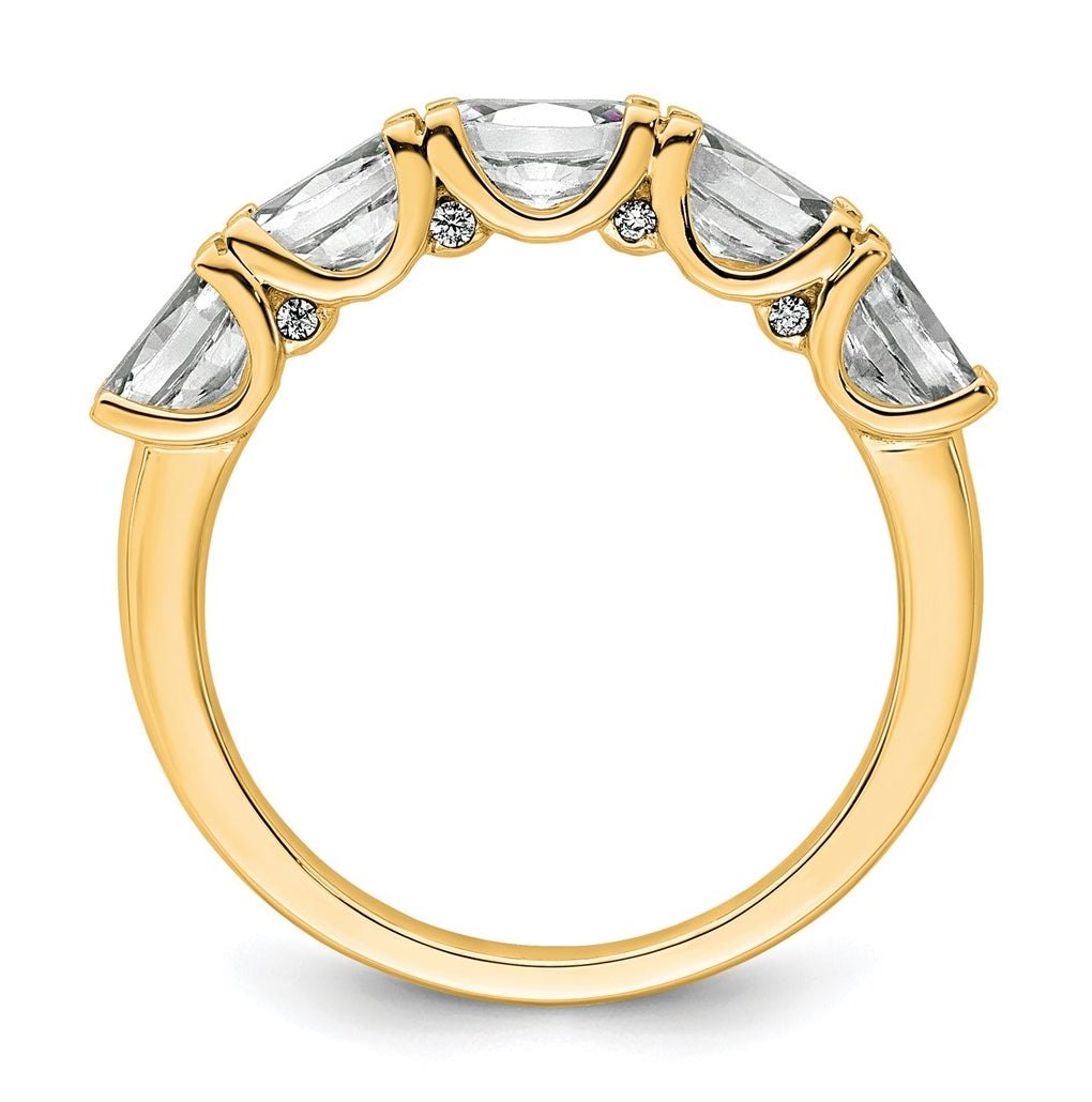 14k Yellow Gold 1 1/2 carat Lab Grown Diamond VS+ F+ Complete Five Stone Band