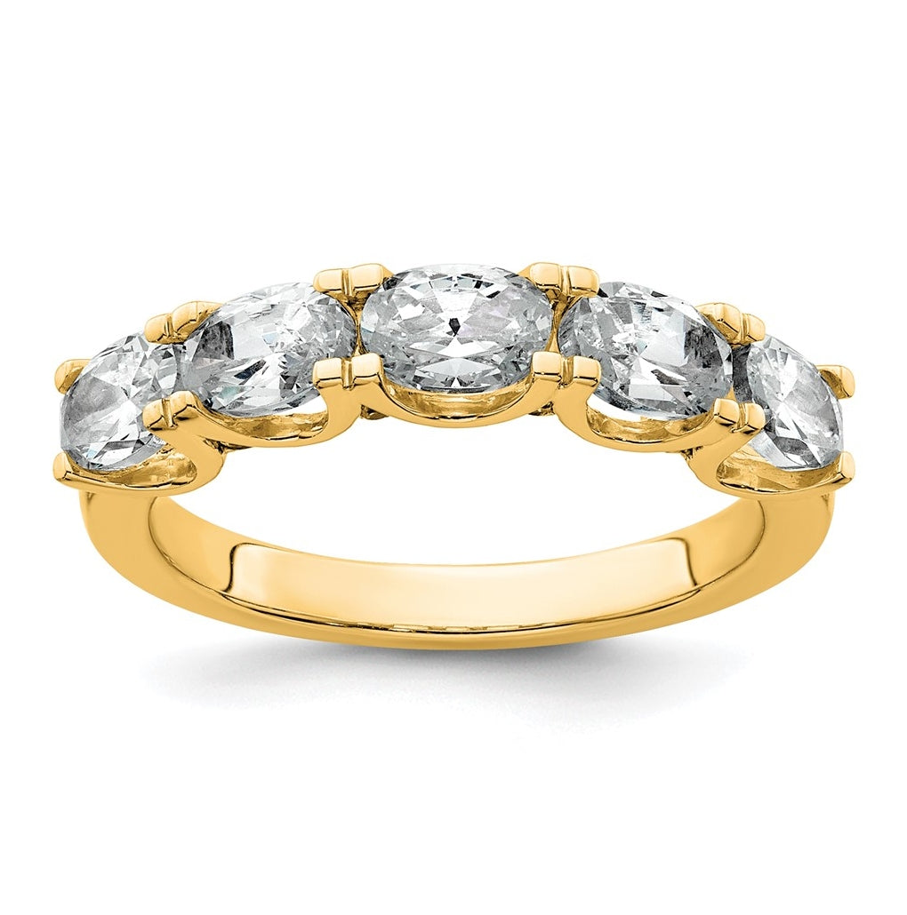 14k Yellow Gold 1 1/2 carat Lab Grown Diamond VS+ F+ Complete Five Stone Band