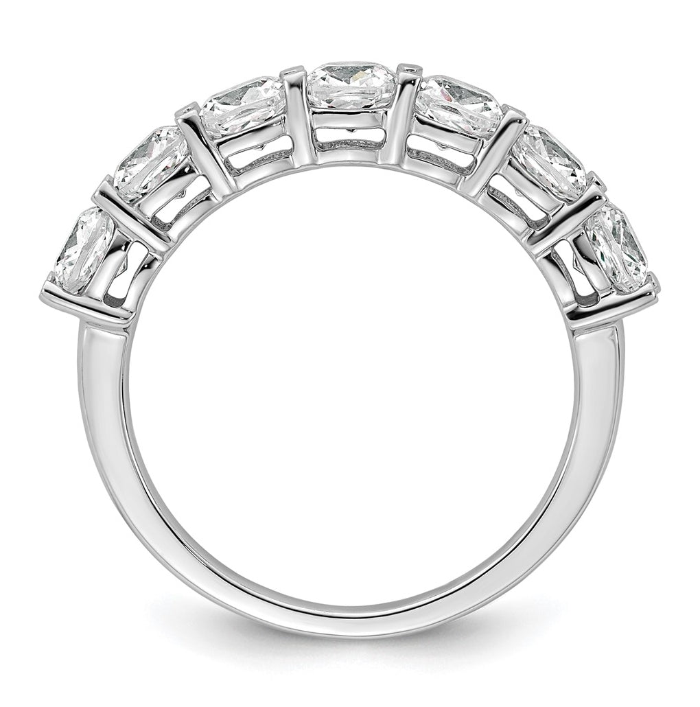 14k White Gold 2 1/2 carat Lab Grown Diamond VS+ F+ Cushion Complete Seven Stone Band