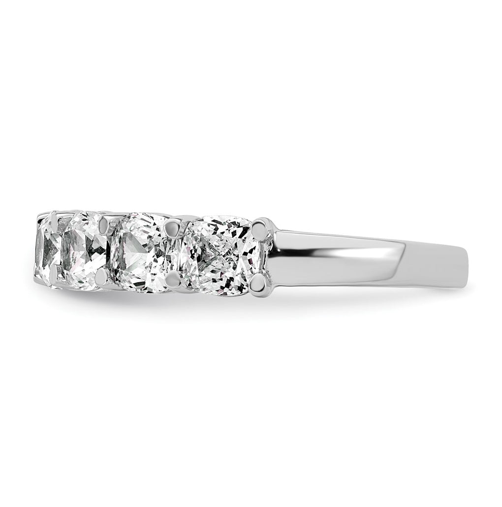 14k White Gold 2 1/2 carat Lab Grown Diamond VS+ F+ Cushion Complete Seven Stone Band