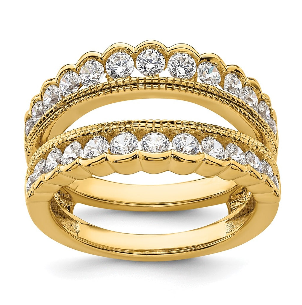 14k Yellow Gold 1 1/5 carat Lab Grown Diamond VS+ F+ Complete Ring Guard