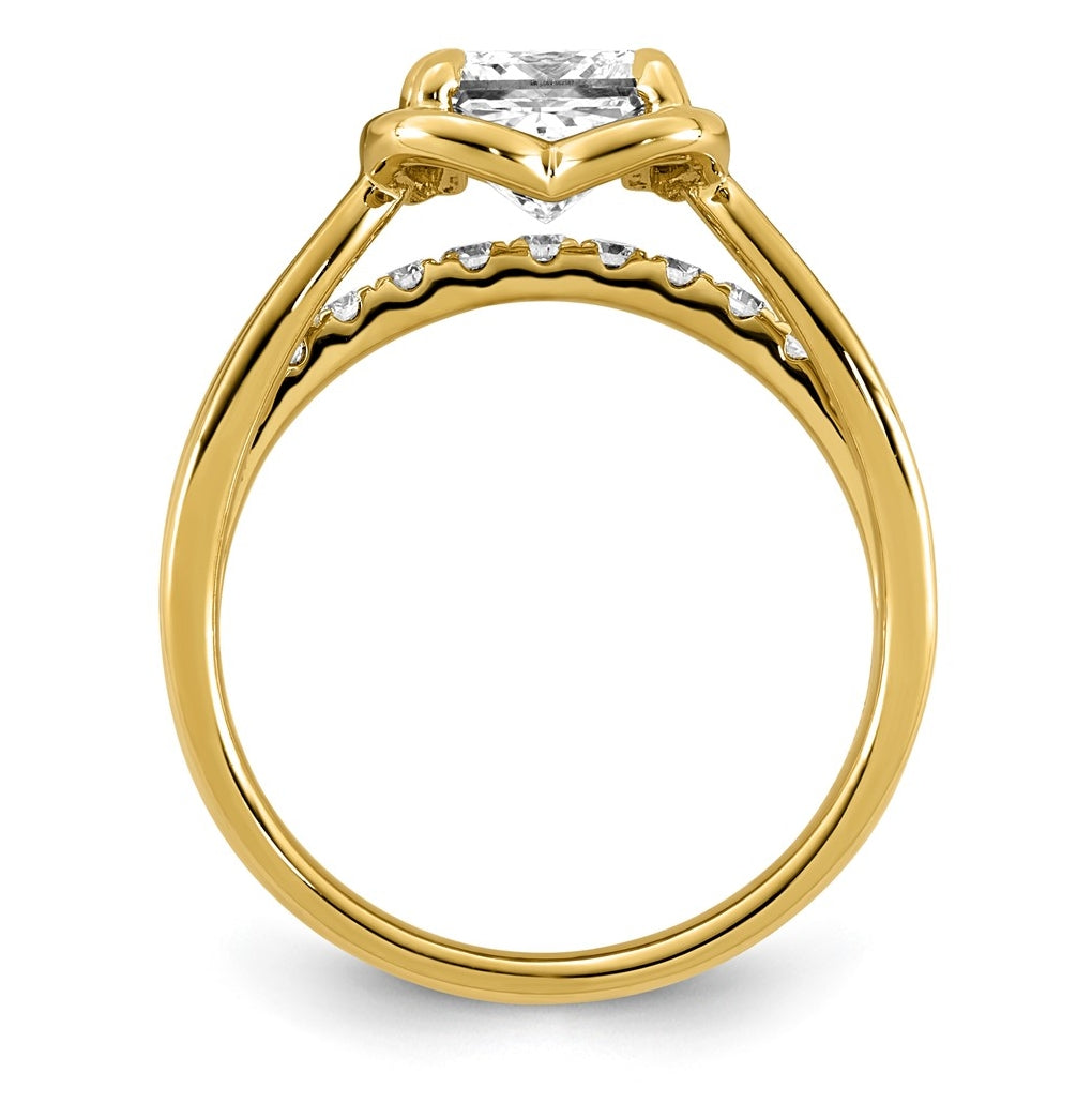 14K Yellow Gold 1 3/4ct Certified Princess Center Lab Grown Diamond VS+ F+ Ring