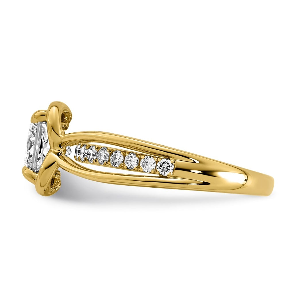 14K Yellow Gold 1 3/4ct Certified Princess Center Lab Grown Diamond VS+ F+ Ring