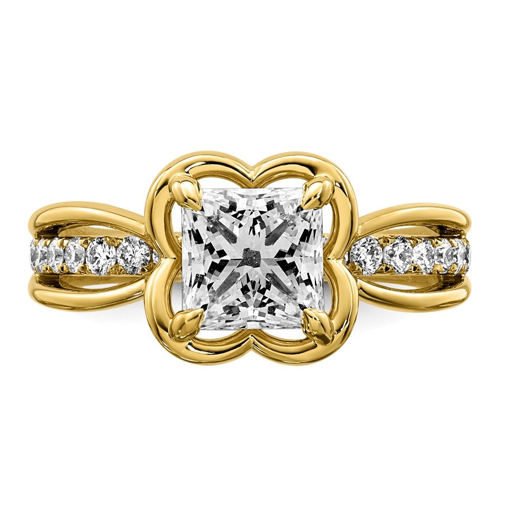 14K Yellow Gold 1 3/4ct Certified Princess Center Lab Grown Diamond VS+ F+ Ring