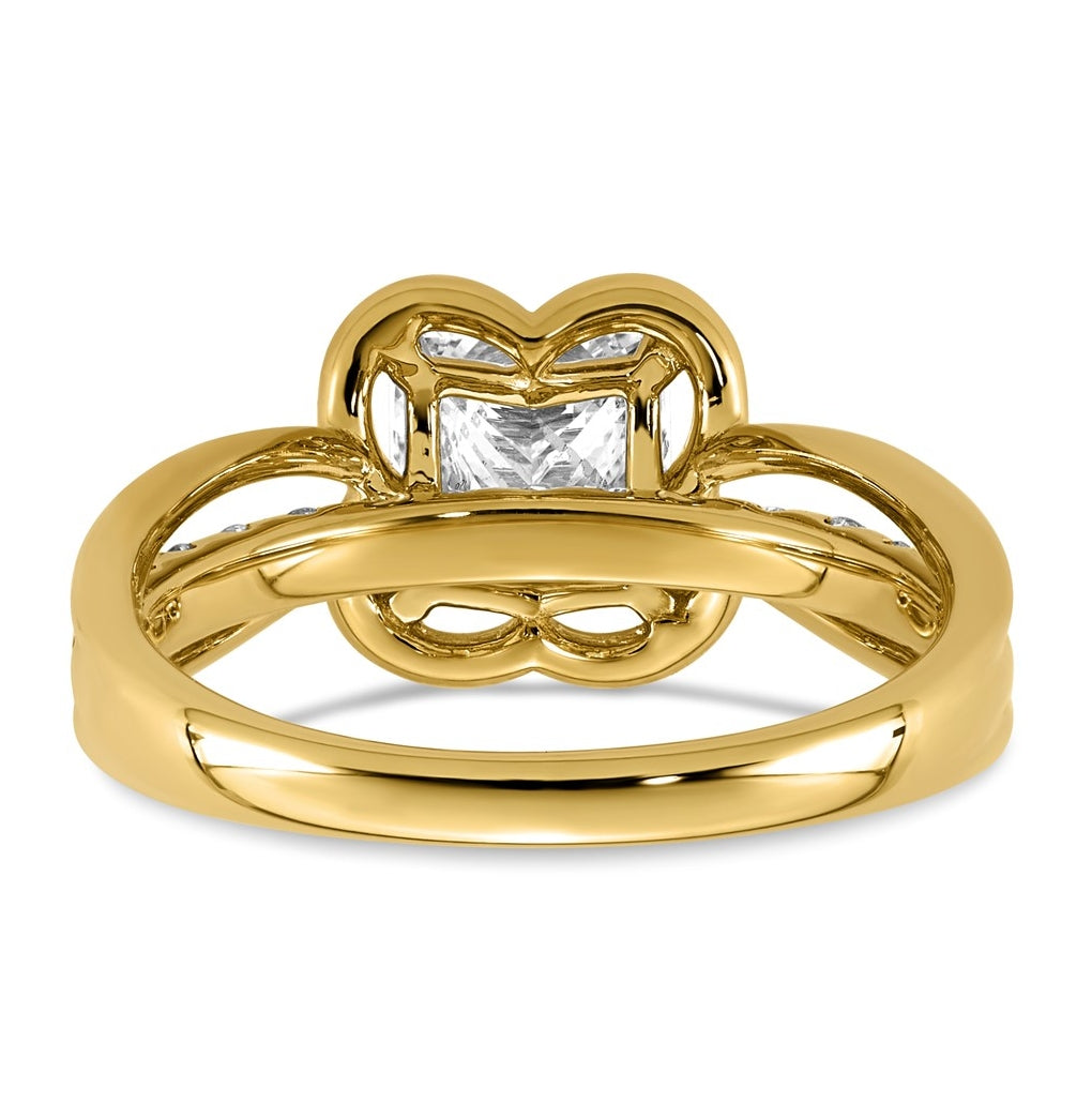 14K Yellow Gold 1 3/4ct Certified Princess Center Lab Grown Diamond VS+ F+ Ring