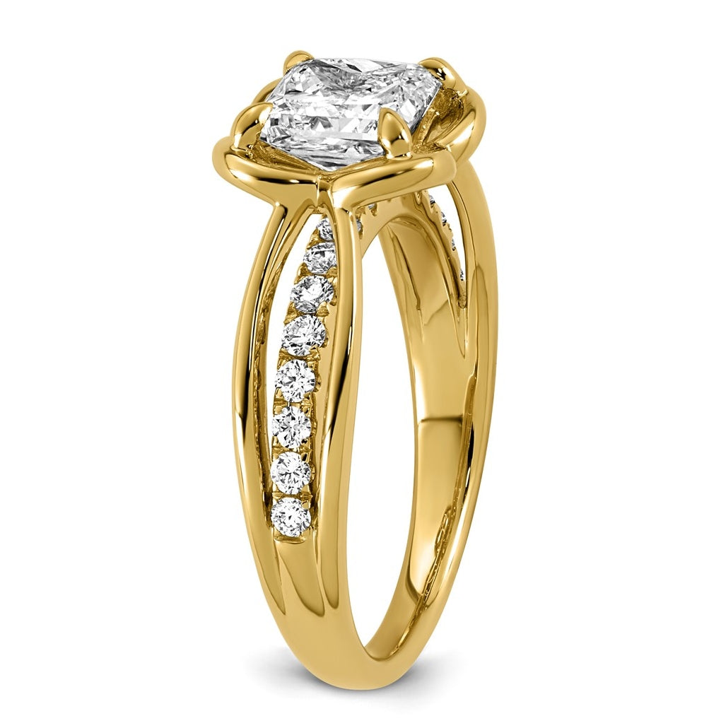 14K Yellow Gold 1 3/4ct Certified Princess Center Lab Grown Diamond VS+ F+ Ring