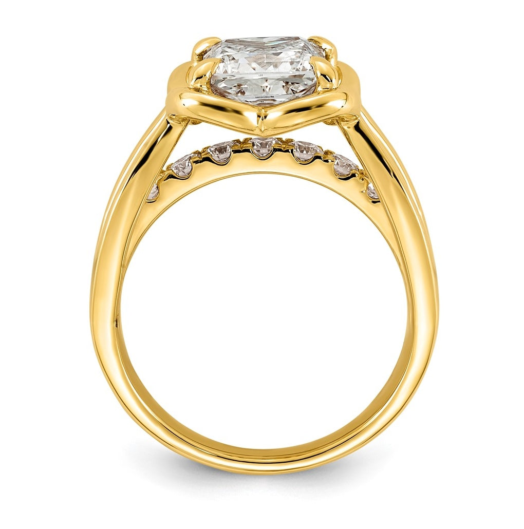 14K Yellow Gold 3ct Certified Princess Center Lab Grown Diamond VS+ F+ Ring
