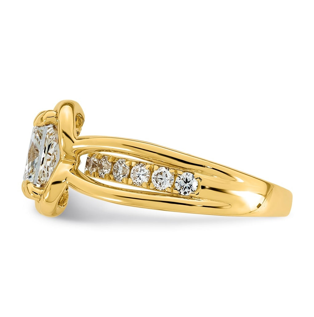 14K Yellow Gold 3ct Certified Princess Center Lab Grown Diamond VS+ F+ Ring