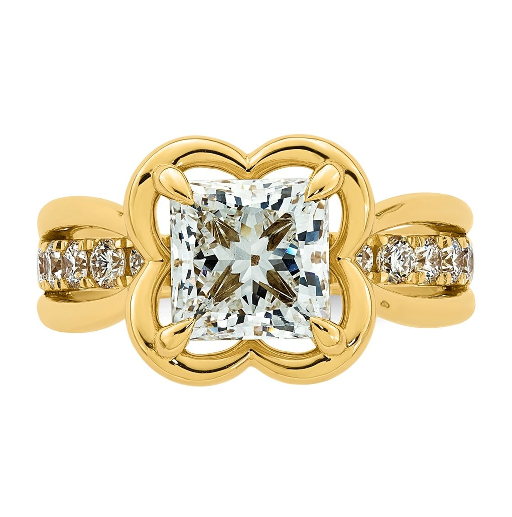 14K Yellow Gold 3ct Certified Princess Center Lab Grown Diamond VS+ F+ Ring