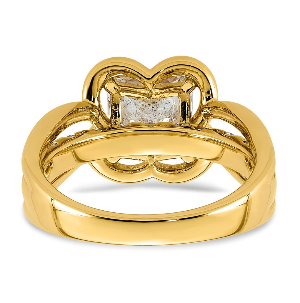14K Yellow Gold 3ct Certified Princess Center Lab Grown Diamond VS+ F+ Ring