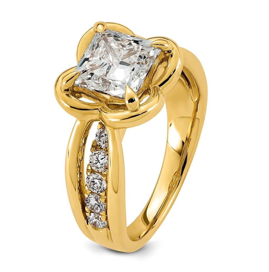 14K Yellow Gold 3ct Certified Princess Center Lab Grown Diamond VS+ F+ Ring