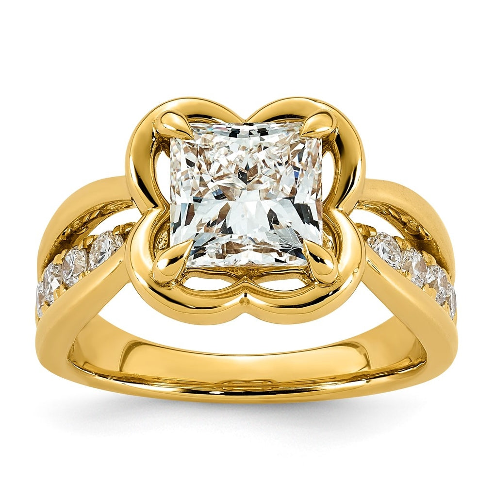 14K Yellow Gold 3ct Certified Princess Center Lab Grown Diamond VS+ F+ Ring