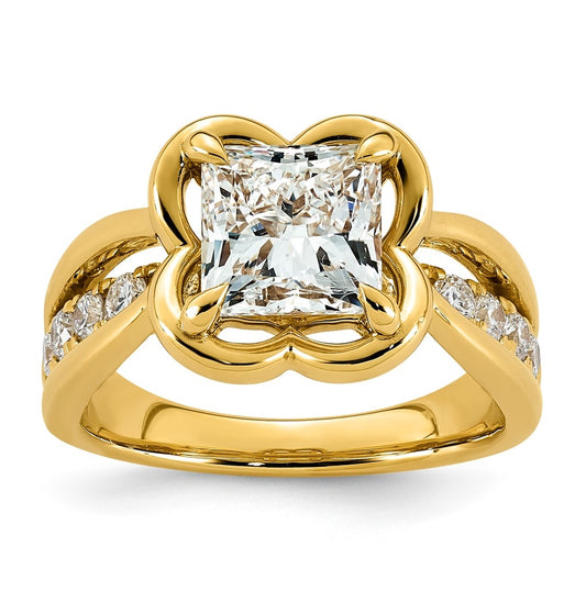 14K Yellow Gold 3ct Certified Princess Center Lab Grown Diamond VS+ F+ Ring
