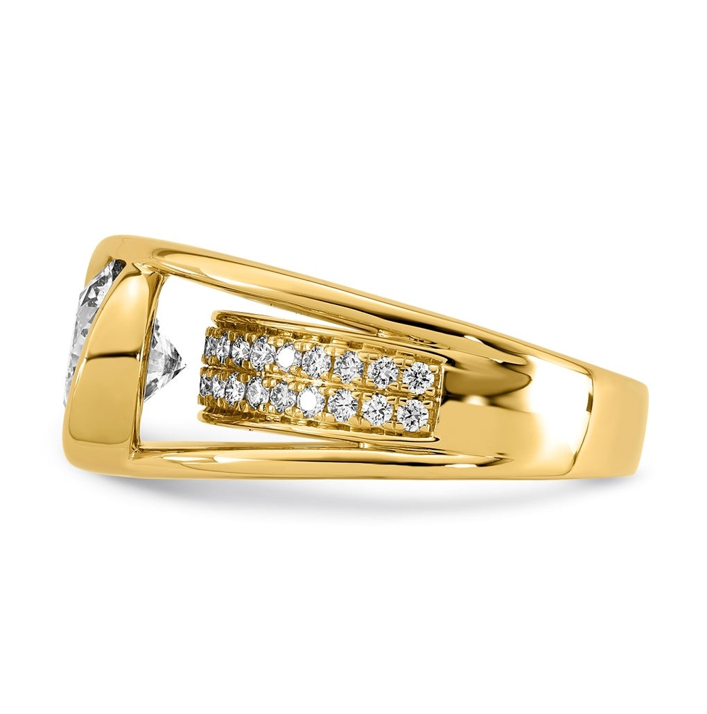 14K Yellow Gold 3ct Certified Round Center Lab Grown Diamond VS+ F+ Ring