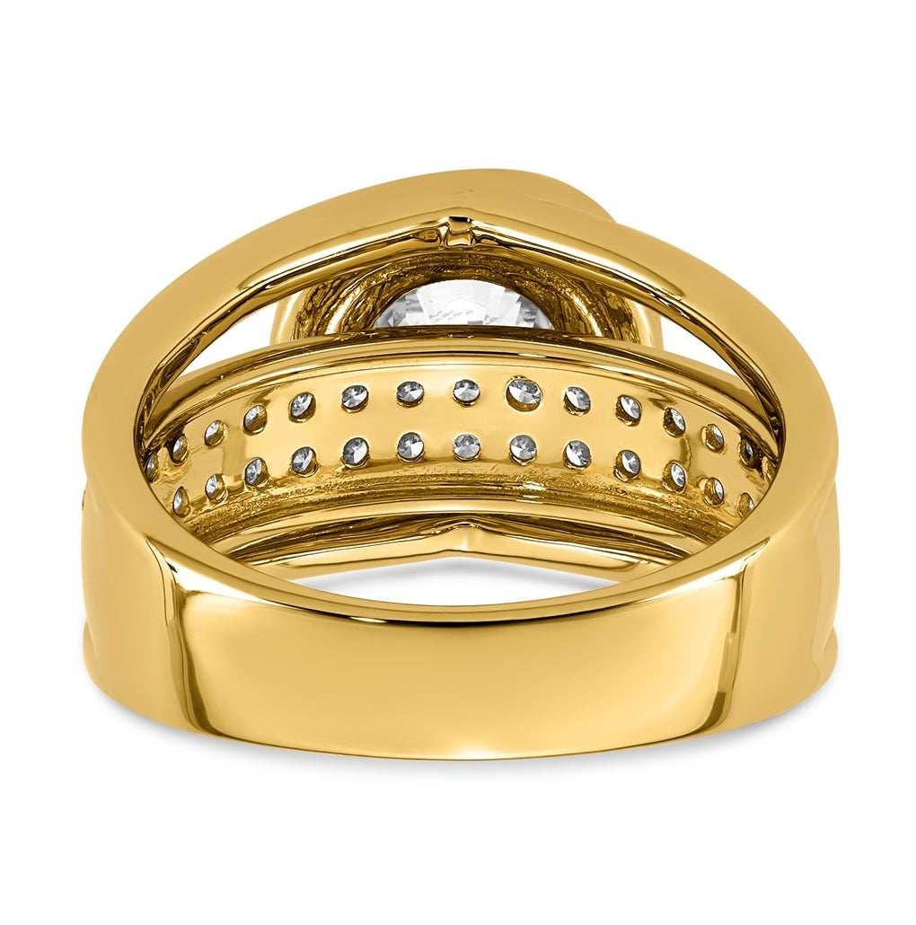 14K Yellow Gold 3ct Certified Round Center Lab Grown Diamond VS+ F+ Ring