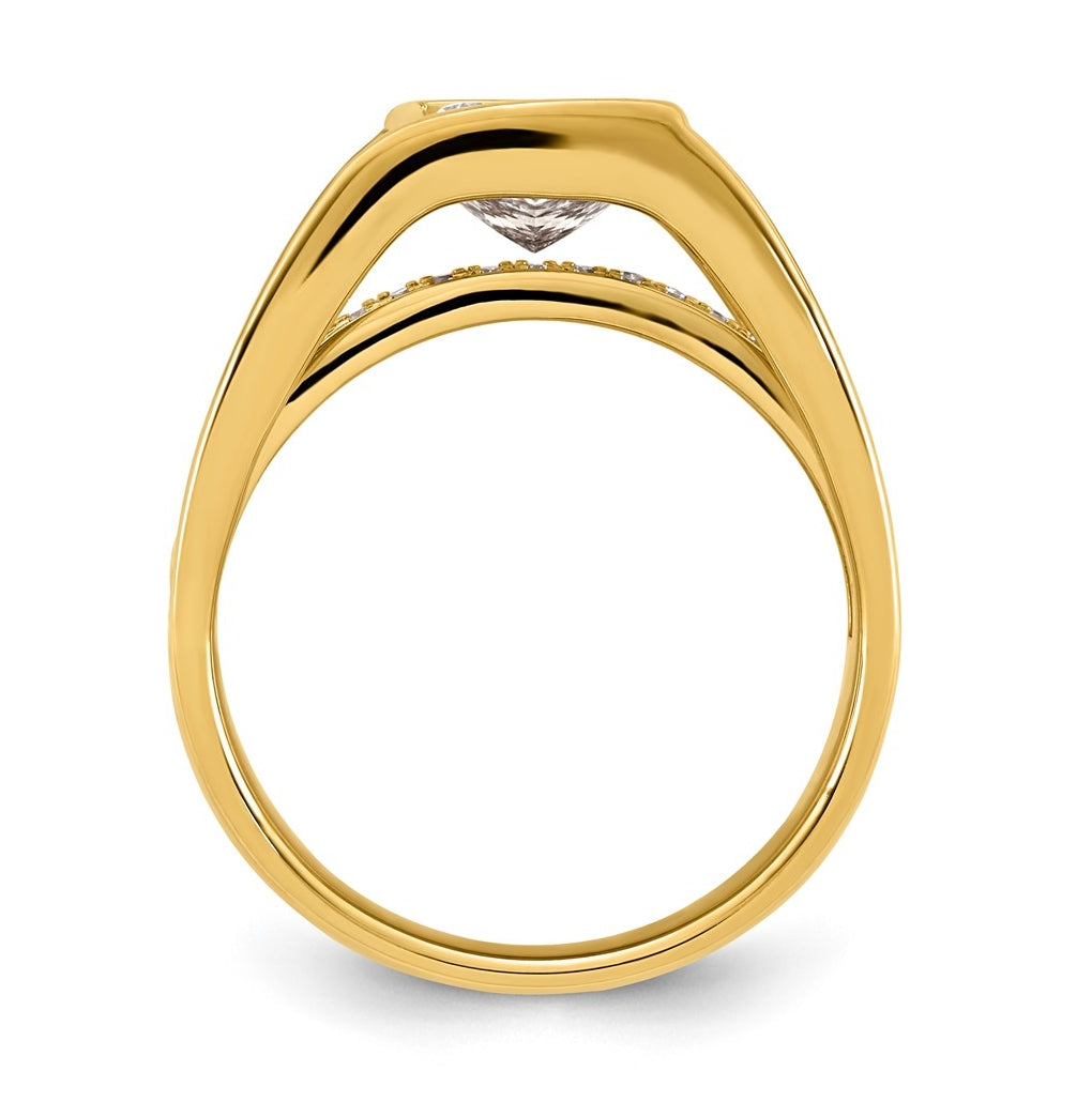 14K Yellow Gold 1 3/4ct Certified Princess Center Lab Grown Diamond VS+ F+ Ring