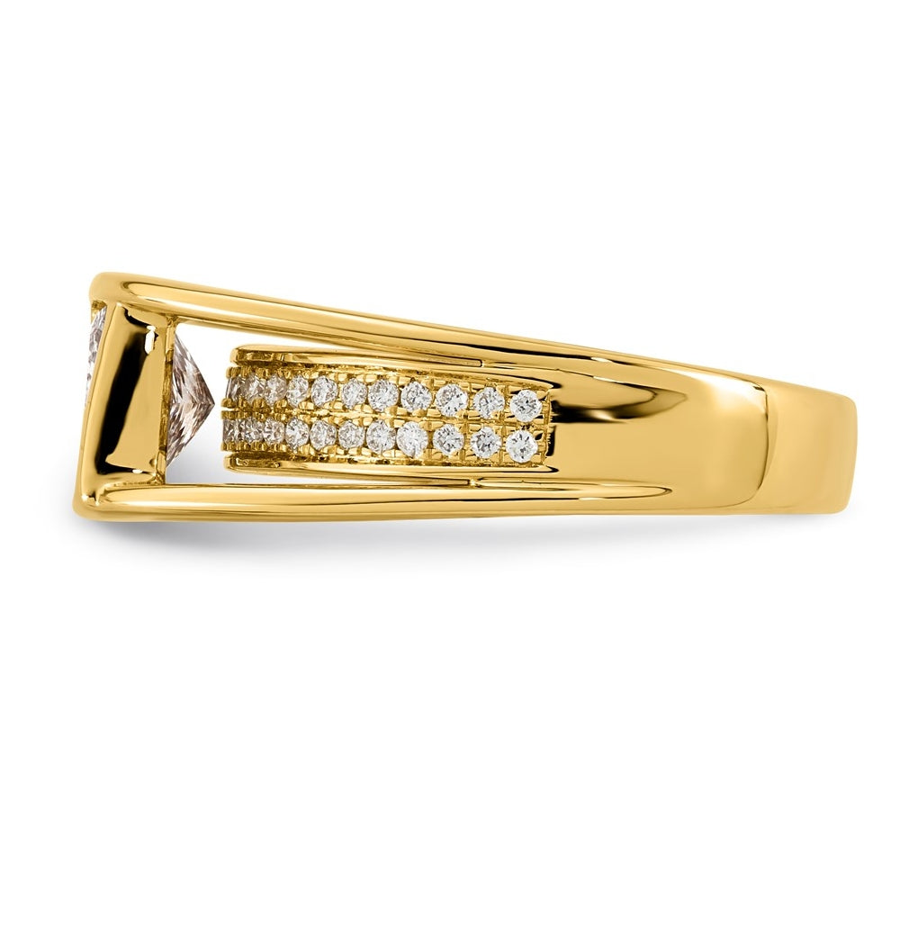 14K Yellow Gold 1 3/4ct Certified Princess Center Lab Grown Diamond VS+ F+ Ring