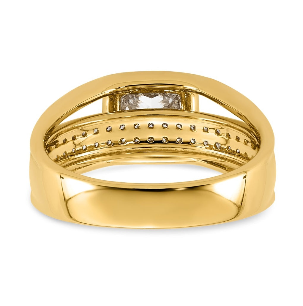 14K Yellow Gold 1 3/4ct Certified Princess Center Lab Grown Diamond VS+ F+ Ring